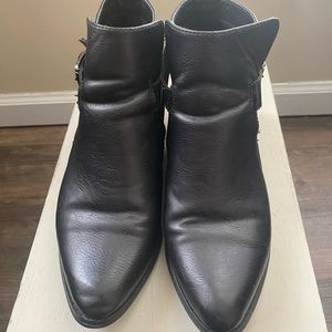 MIA Women's Black Faux Leather Ankle Boot- Size 7